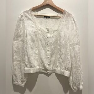 FRNCH Paris Ivory Lace Textured Blouse size M